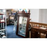 Large Victorian Mirror, with galleried top and decorative finials, bevelled glass, side columns,