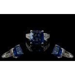 Colour Change Fluorite Ring, a 6ct square cushion cut, sapphire blue, fluorite,