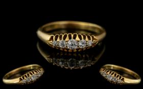 Antique Period - Attractive 18ct Gold 5 Stone Diamond Set Ring. Marked 18ct to Interior of Shank.