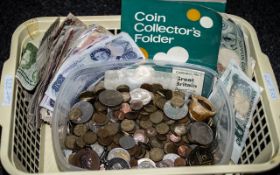 A Large Collection of Coins to include threepence pieces3, modern crowns, half pennies.
