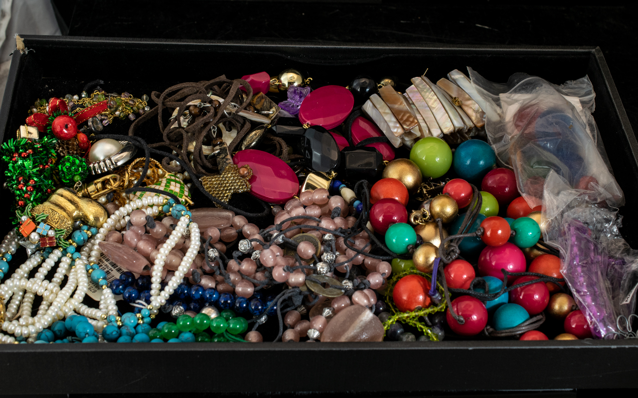 Large Collection of Costume Jewellery, comprising beads, pearls, crystals, stones, shell, etc.