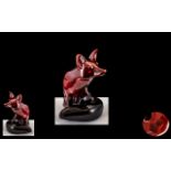 Royal Doulton Red Flambe Fox, rare item, measures 4" tall. Marked to base.