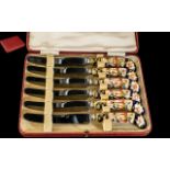 Royal Crown Derby Boxed Set of Six Imari Handle Butter Knifes.