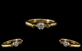 18ct Gold - Excellent Quality Single Stone Pave Set Diamond Ring. Marked 18ct to Interior of