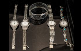 Collection of Ladies Sterling Silver Watches, five in total, four EON 1962,