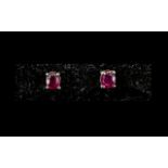 Ruby Solitaire Stud Earrings, single, oval cut rubies, of rich red and petite size,