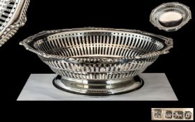 Edwardian Period 1907 - 1910 Large and Impressive Sterling Silver Footed Fruits Bowl,
