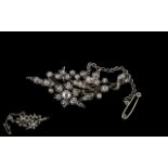 Edwardian Period 1902 - 1910 Good Quality Diamond Set Brooch In a Bouquet Flower Design. Set In 18ct