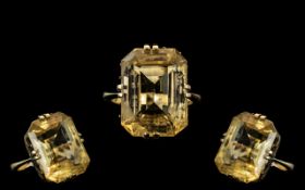 Ladies 9ct Gold Single Stone Citrine Set Dress Ring. Full Hallmark to Interior of Shank.
