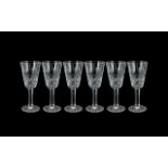 Waterford - Signed Set of Six Cut Crystal Drinking Glasses ' Lisamore ' Design.