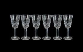 Waterford - Signed Set of Six Cut Crystal Drinking Glasses ' Lisamore ' Design.