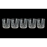 Waterford Signed Set of Five Cut Crystal Whiskey Glasses ' Lisamore ' Design, Signed to Base.