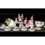 Large Collection of Porcelain Items, comprising three Royal Doulton figures,
