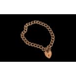 Antique Period - 9ct Rose Gold Curb Bracelet with Padlock - Converted Albert Chain.