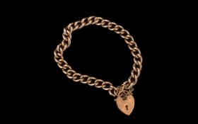 Antique Period - 9ct Rose Gold Curb Bracelet with Padlock - Converted Albert Chain.