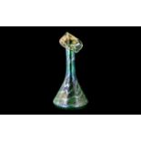 Art Nouveau Ditchfield Style Vase, tulip shaped top, in green lustre effect, measures 14" tall.