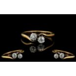 18ct Gold - Excellent Quality Two Stone Diamond Set Ring. Marked 18ct to Interior of Shank. The