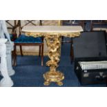 Hall Console Table, Gilt pedestal raised on claw feet, decorated with putti,