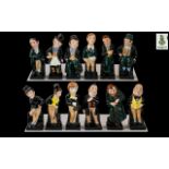 Royal Doulton - Early ' Dickens Series One ' 1949 - 1981 Set of 12 Small Hand Painted Ceramic