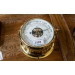 Brass Ship's Barometer, Schatz 1881 Precision, measures 7" diameter.