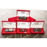 Corgi Diecast Limited Edition Detail Cars, eight in total, in original red velvet boxes,