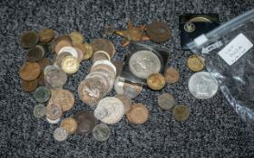 Small Collection of Coins, comprising a five shilling piece, souvenir medal,