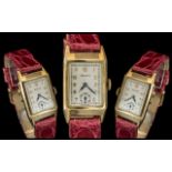 Rolex Prince - Ladies 1930's 18ct Gold Case Rectangular Shaped Mechanical Wind Watch with