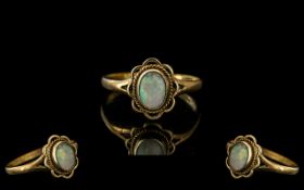 18ct Gold - Attractive Single Stone Opal Set Ring. Marked 18ct to Interior of Shank.