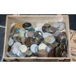 Box of Assorted Coins, including old British coins, Francs, various UK coins, etc.