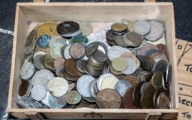 Box of Assorted Coins, including old British coins, Francs, various UK coins, etc.