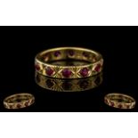 18ct Yellow Gold - Attractive Ruby Set Full Eternity Ring. Marked 18ct to Interior of Shank.