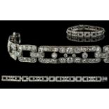 Ladies Superb Quality - Art Deco Period 18ct White Gold Diamond Set Bracelet with Well Matched