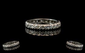 18ct White Gold Diamond Full Eternity Ring stamped 18ct. Set with round modern brilliant cut