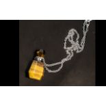 Tiger Eye Perfume Bottle Pendant Necklace, the bottle cut from a single piece of tiger eye or