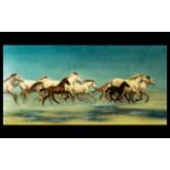 John Berry (1920-2010) Oil on Canvas 'Running Free', measures 15" x 31" image size.