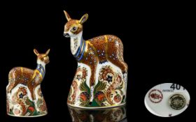 Royal Crown Derby Exclusive - Collectors Guild Paperweight ' Fawn ' Gold Stopper. Date 1996.