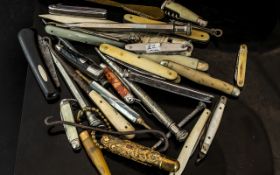Collection of Assorted Pen Knives, Fruit Knives, Pens & Collectibles,