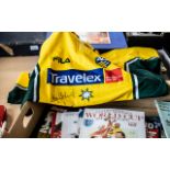 Australian Ashes Cricket Tour Signed Shirt, autographed by Adam Gilchrist, Travelex sponsors.
