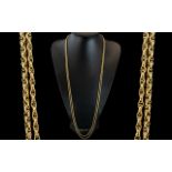 Victorian Period - Superb Quality 15ct Gold Muff Chain, Expensive / Ornate Design. Marked 15ct Gold.