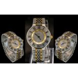 Cartier-Must-De 21 Ladies Superb 18ct Gold and Steel Wrist Watch.