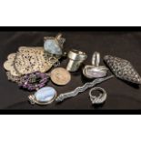 A Small Collection of Silver to include two hard stone rings, a hard stone pendant, dolphin ring,