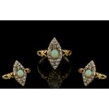 Antique Period - Attractive / Exquisite 18ct Gold Diamond and Opal Set Dress Ring.