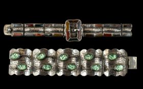 A Pair of Fancy Ornate Silver Stone Set Bracelets, Pleasing Design and Proportions.