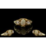 Antique Period Attractive 18ct old Diamond and Opal Set Dress Ring, Excellent Design.