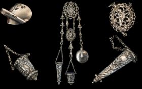 Victorian Period ( Mid ) Superb Sterling Chantelaine with Superb Accessories.