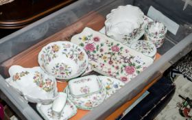 Collection of Minton Porcelain 'Haddon Hall', comprising a bowl, an oblong tray, two pin dishes,
