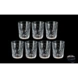 Waterford Signed Set of 7 Cut Cystal Drinking Glasses with ' Lisamore ' Design. c.1980's.