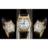 Vertex - 15 Jewels Ladies Mechanical Wind 9ct Gold Cased Wrist Watch with Later Attached Leather