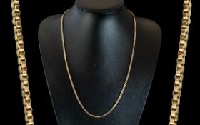9ct Gold Chain - Box Link Design. Full Hallmark for 9.375. Length 24 Inches - 60 cms.