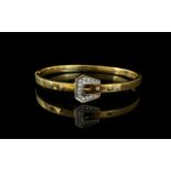 18ct Gold - Superb Quality and Impressive Diamond Set Designed Ladies Bangle,